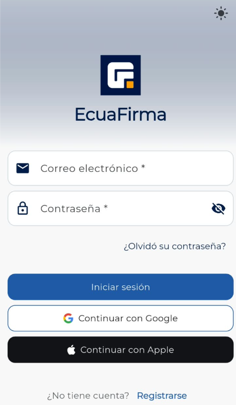 App inicio Ecuafirma