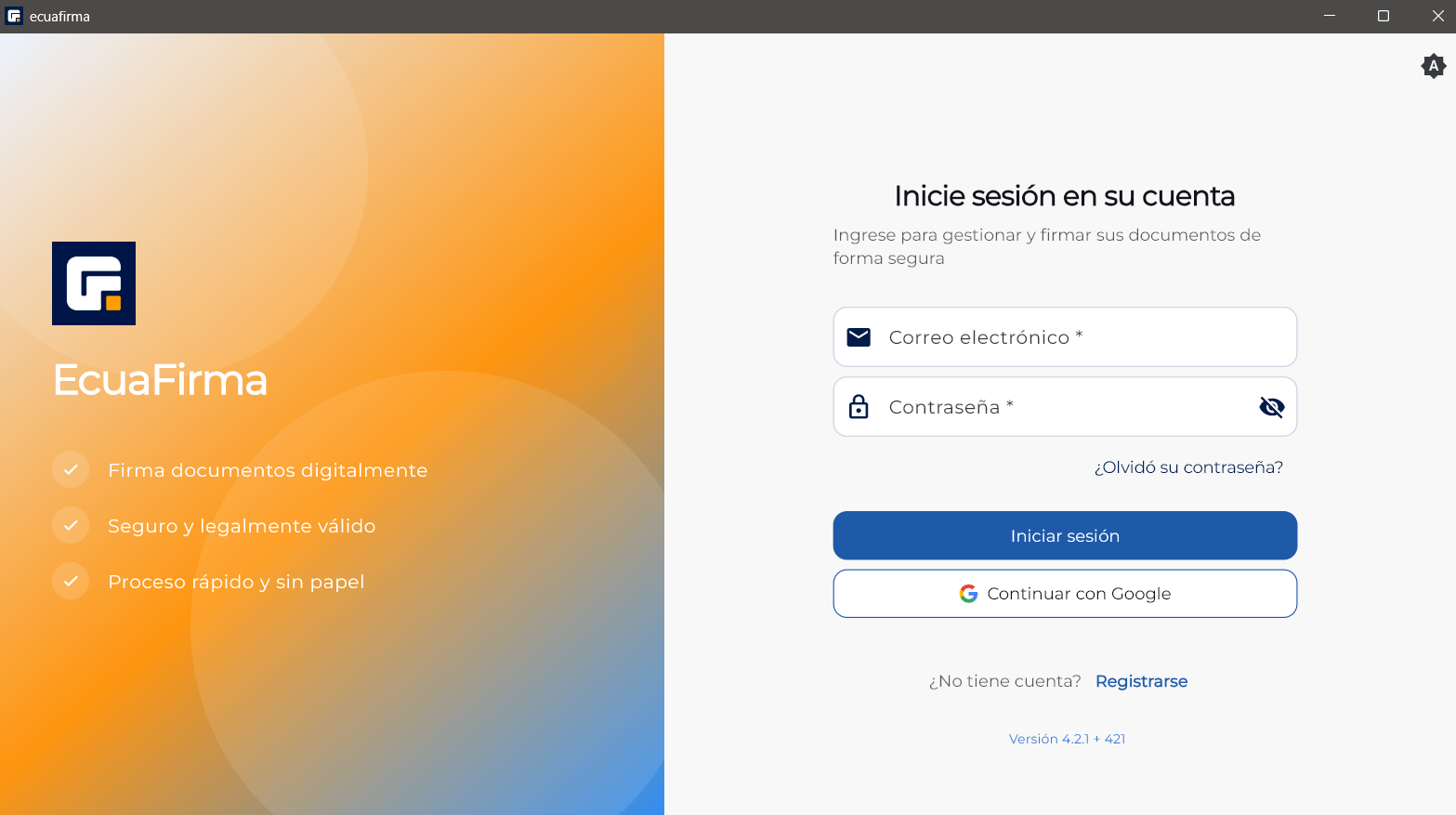 Ingreso app Ecuafirma